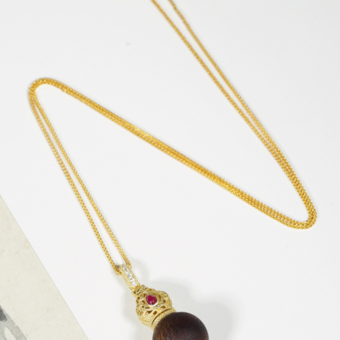 Gourd-Shaped Agarwood Pendant with Chain