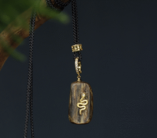 Agarwood Golden Snake Pendant