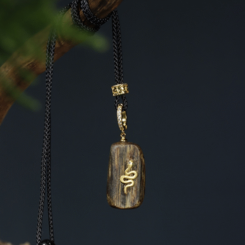 Agarwood Golden Snake Pendant