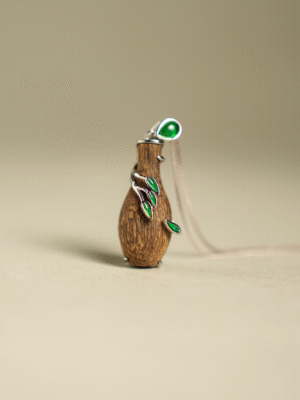 Silver-Rimmed Agarwood Treasure Vase Pendant & Chain